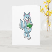 Wolf bij Bowling met bowlingbal Kaart (Gele Bloem)