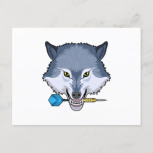 Wolf bij Darts met Dart Briefkaart