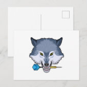 Wolf bij darts met Dart Briefkaart (Voorkant / Achterkant)