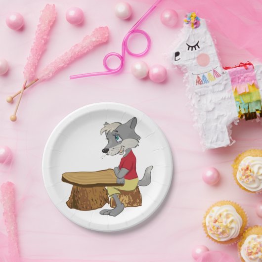 Wolf bij een Bord van tafelpapier (Feest)