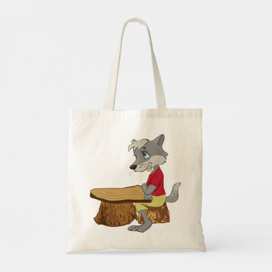 Wolf bij een Canvas tas (Achterkant)