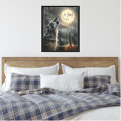 Wolf bij het Maanverlichte Raam Canvas Afdruk (Insitu (Slaapkamer))