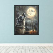 Wolf bij het Maanverlichte Raam Canvas Afdruk (Insitu (Houten vloer))