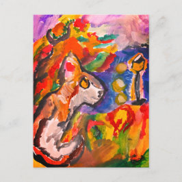 Wolf bij nacht briefkaart