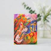 Wolf bij nacht briefkaart (Staand voorkant)