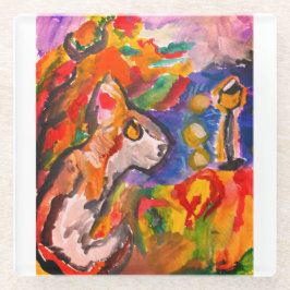 Wolf bij nacht glazen onderzetter