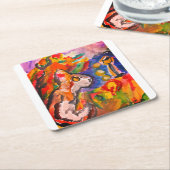 Wolf bij nacht kartonnen onderzetters (Schuin)