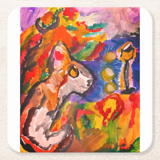 Wolf bij nacht kartonnen onderzetters (Voorkant)