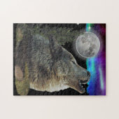 Wolf bij nacht poster legpuzzel (Horizontaal)