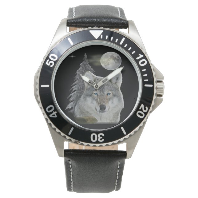 Wolf bij nachtproducten horloge (Voorkant)
