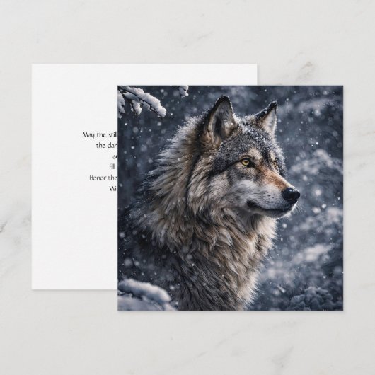 Wolf bij wintersolstitie in de sneeuwnacht (Voorkant / Achterkant)