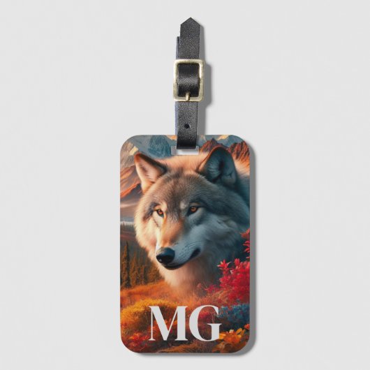 Wolf bij zonsondergang identificatie bagagelabel (Voorkant (verticaal))