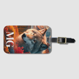 Wolf bij zonsondergang identificatie bagagelabel