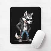Wolf Biker Rebel Lederen jas Cool Style Urban Muismat (Met muis)