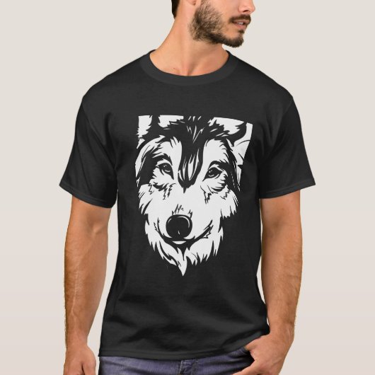 Wolf Black Art Illustratie Modern Trendy T-shirt (Voorkant)