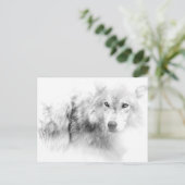 Wolf Black en White Kerstfeestay Briefkaart (Staand voorkant)