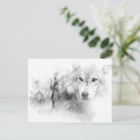 Wolf Black en White Kerstfeestay Briefkaart (Staand voorkant)