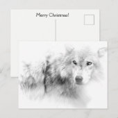 Wolf Black en White Kerstfeestay Briefkaart (Voorkant / Achterkant)