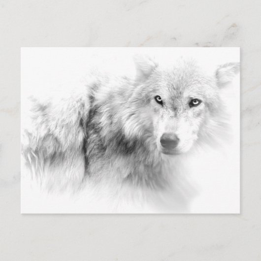 Wolf Black en White Kerstfeestay Briefkaart (Voorkant)