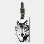 Wolf Black & White Pop Art Bagagelabel (Voorkant verticaal)