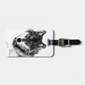 Wolf Black & White Pop Art Bagagelabel (Voorkant horizontaal)