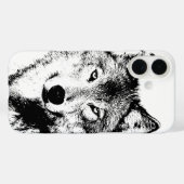 Wolf Black & White Pop Art Case-Mate iPhone Case (Achterkant (horizontaal))