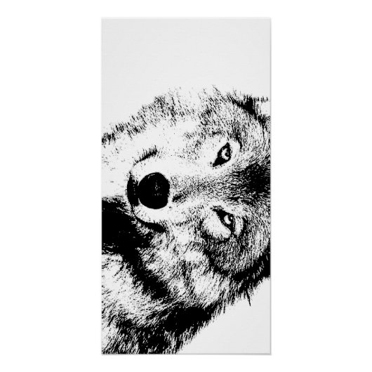 Wolf Black & White Pop Art Perfect Poster (Voorkant)