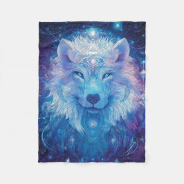 Wolf Blau Magie Sternenhimmel Zauber Fleece Deken