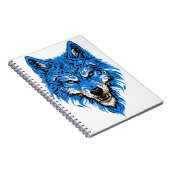 Wolf blauw en wit ontwerp notitieboek (Rechterzijde)