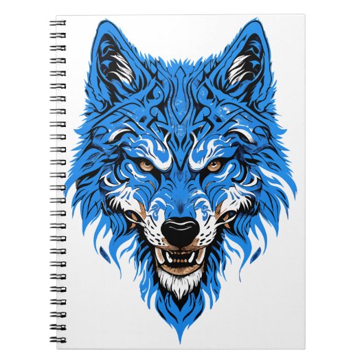 Wolf blauw en wit ontwerp notitieboek (Voorkant)