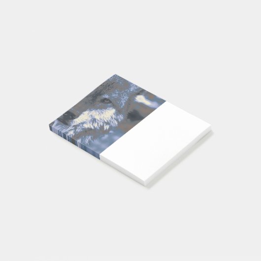 Wolf, blauw post-it® notes (Schuin)