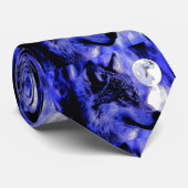 Wolf, blauwe nacht & maan stropdassen (Opgerold)