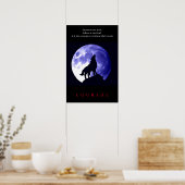 Wolf Blauwe Nacht Motiverende Moed Poster (Keuken)