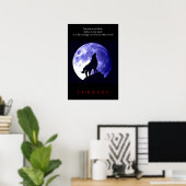 Wolf Blauwe Nacht Motiverende Moed Poster (Thuiskantoor)