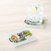 Wolf blij herfst glazen onderzetter (Schuin)