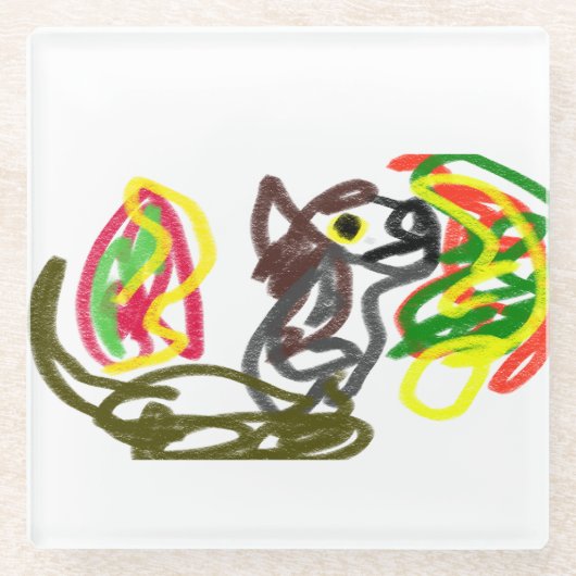 Wolf blij herfst glazen onderzetter (Voorkant)