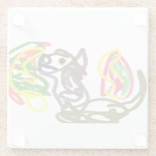 Wolf blij herfst glazen onderzetter (Achterkant)