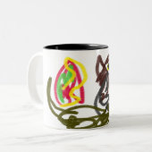 Wolf blij herfst tweekleurige koffiemok (Voorkant links)