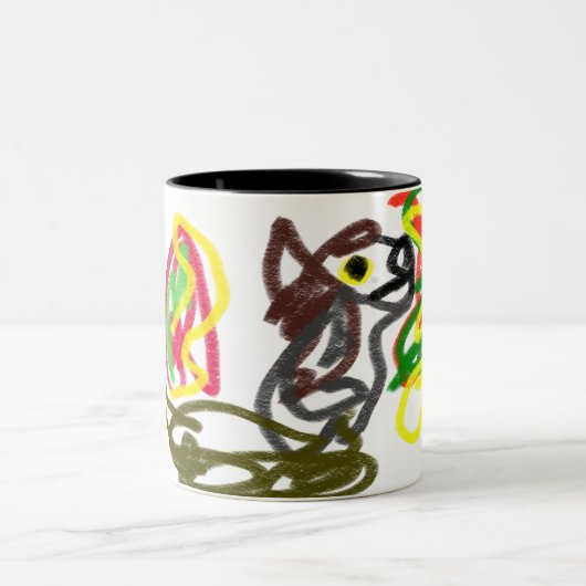 Wolf blij herfst tweekleurige koffiemok (Center)