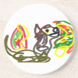 Wolf blij herfst zandsteen onderzetter