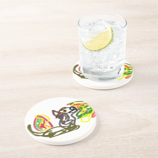 Wolf blij herfst zandsteen onderzetter (Zijkant)