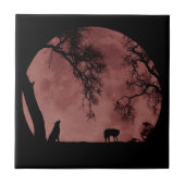 Wolf Blood Moon Home Decor Tegeltje (Voorkant)