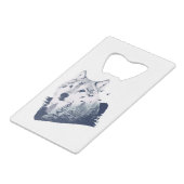 Wolf Blue Forest Grunge Creditkaart Flessenopener (Voorkant Gekanteld)