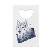 Wolf Blue Forest Grunge Creditkaart Flessenopener (Achterkant)