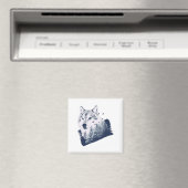 Wolf Blue Forest Grunge Magneet (Insitu (Vaatwasser))
