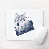 Wolf Blue Forest Grunge Muismat (Met muis)