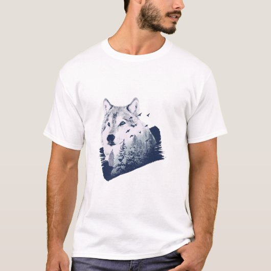 Wolf Blue Forest Grunge T-shirt (Voorkant)