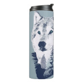 Wolf Blue Forest Grunge Thermosbeker (Gedraaid links)