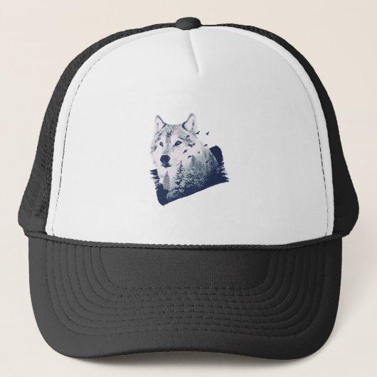 Wolf Blue Forest Grunge Trucker Pet (Voorkant)