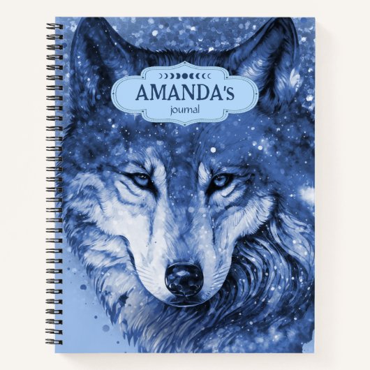 Wolf Blue Hemelse Kosmische Sterren Sociale Angst Notitieboek (Voorkant)
